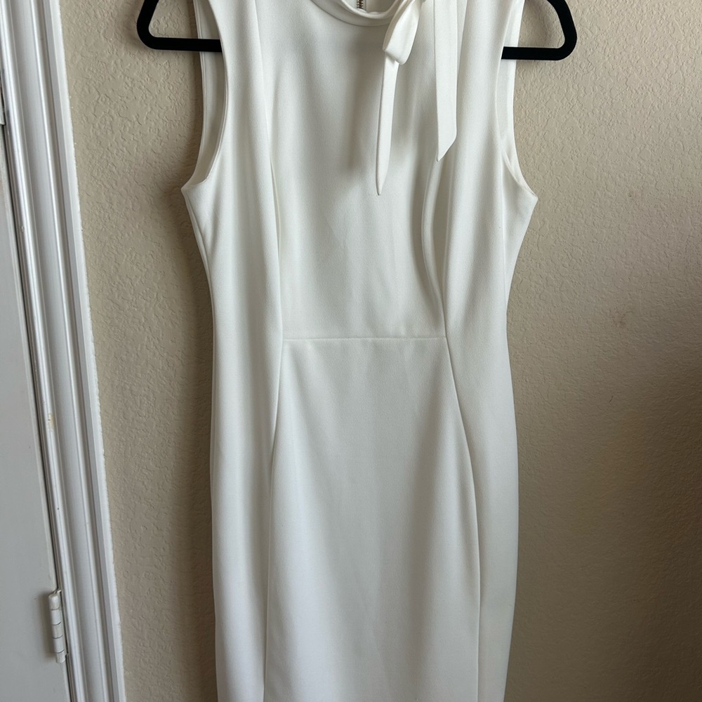 Calvin Klein White Bodycon Dress with Bow Detail